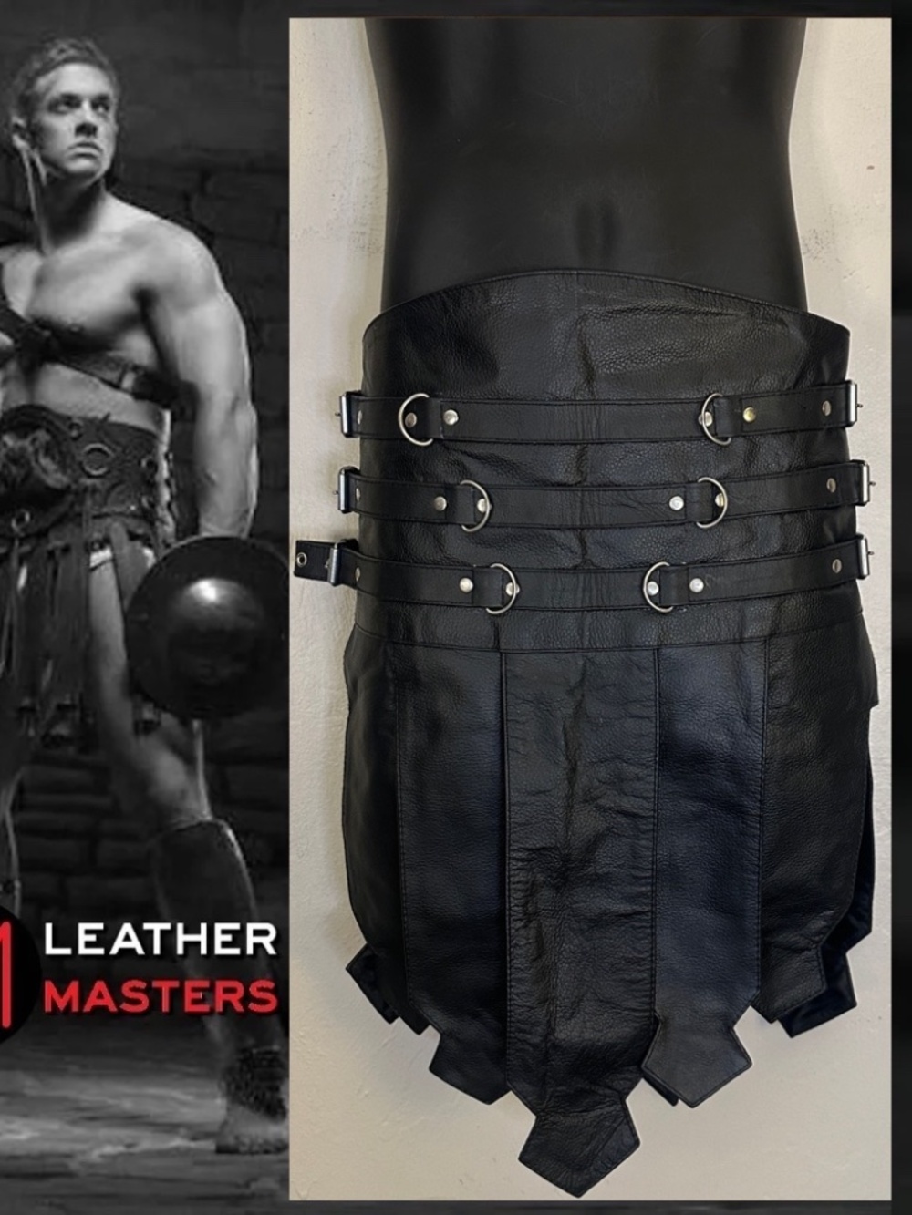 Leathermasters Custom Gladiator Kilt  31-38" waist adjustable 22" drop